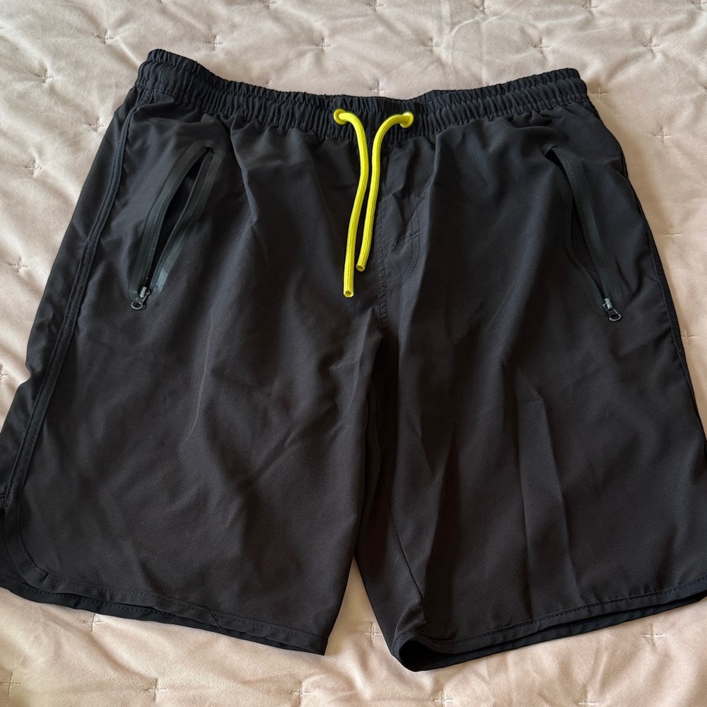 Banana Republic Black Shorts with Yellow Drawstring